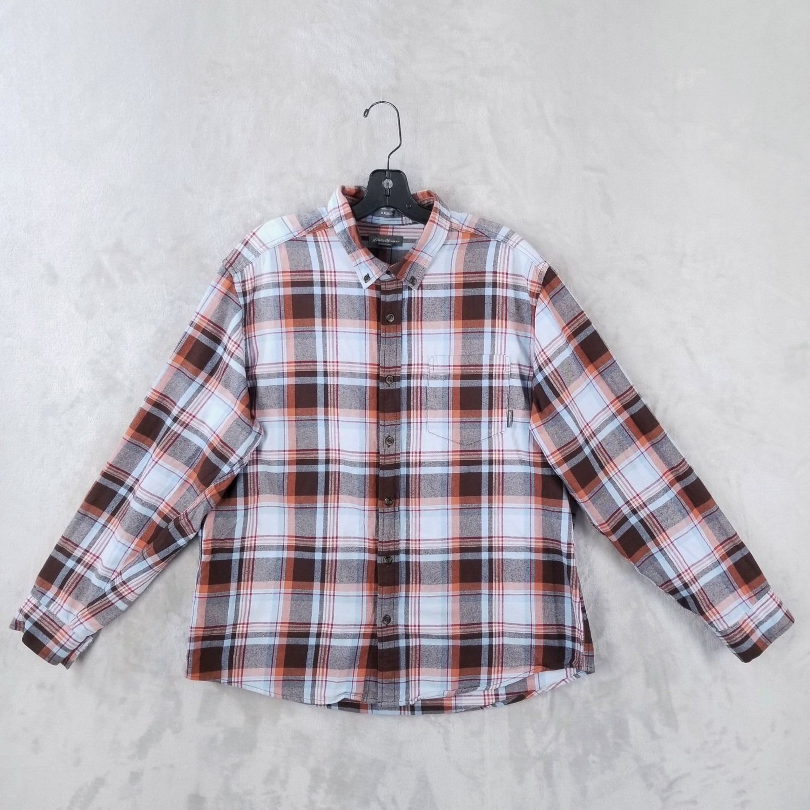 Eddie Bauer Plaid Flannel Shirt Mens Xl Classic Fit Button Down Long Sleeve